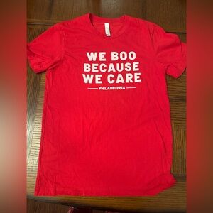 Philadelphia “We boo because we care Red T-Shirt unisex size medium